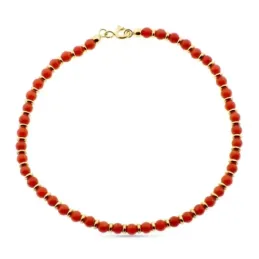 Pulsera oro 18k alterna 19cm. coral fino anillas brillo cierre reasa