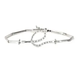 Pulsera oro blanco 18k eslabones articulados centro detalle circonitas cierre con seguridad