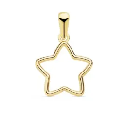 Colgante oro 18k estrella 12.5mm. calada cerco liso