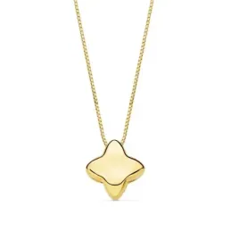 Gargantilla oro 18k cadena 42cm. veneciana colgante estrella cuatro puntas lisa cierre reasa