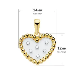 Colgante oro 18k corazón airshine 14mm. fondo membrana transparente circonitas cerco bolitas