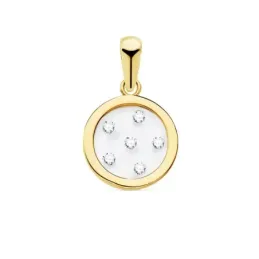 Colgante oro 18k círculo airshine 11mm. fondo membrana transparente circonitas cerco liso