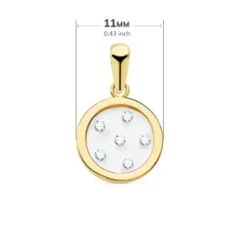 Colgante oro 18k círculo airshine 11mm. fondo membrana transparente circonitas cerco liso