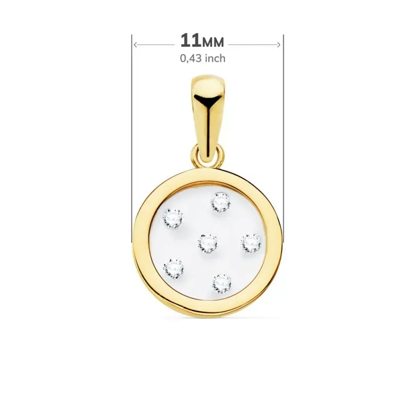Colgante oro 18k círculo airshine 11mm. fondo membrana transparente circonitas cerco liso