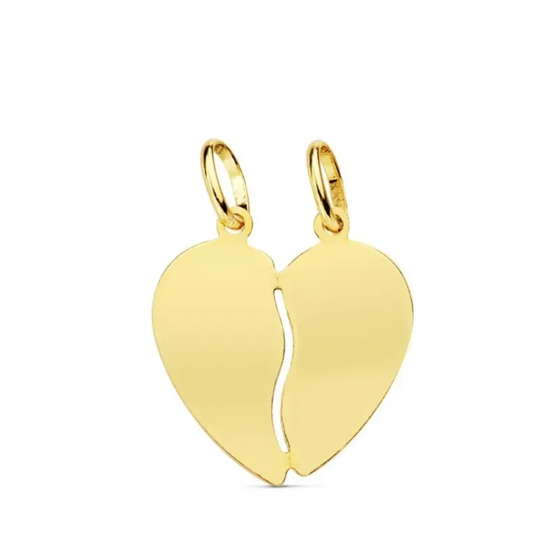 Colgante oro 18k corazón partido 15mm. liso brillo