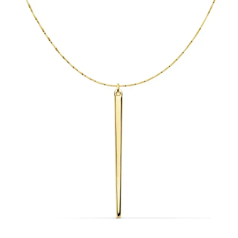 Gargantilla oro 18k cadena 43cm. veneciana colgante pincho 30x2mm. liso cierre reasa