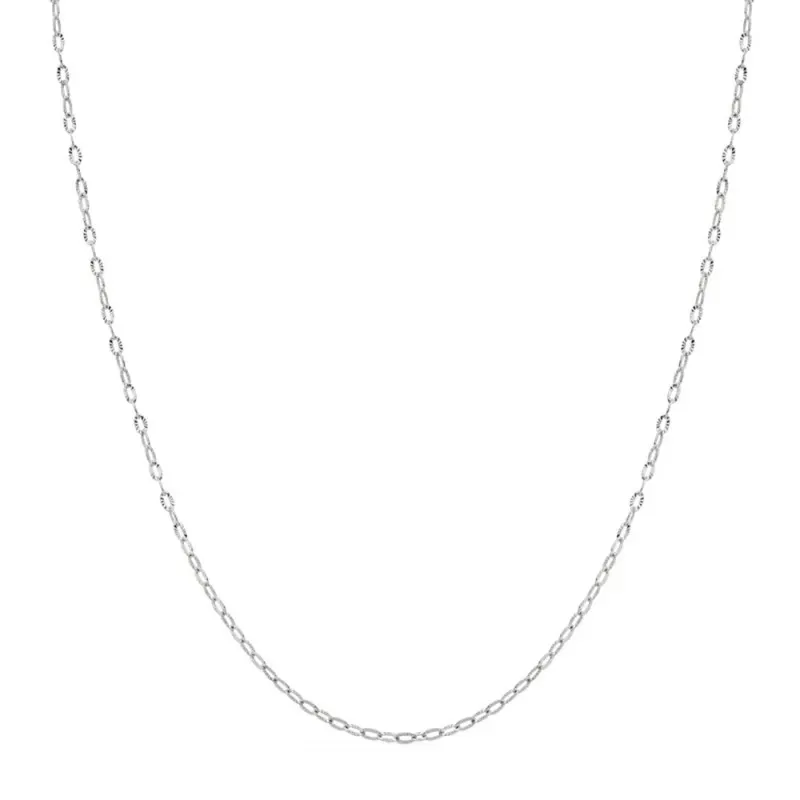 Cadena oro blanco 18k 40cm. eslabones modelo forzada diamantada