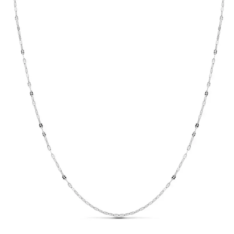 Cadena oro blanco 18k 40cm. eslabones modelo diamantada 1.5mm. ancho