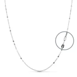 Cadena oro blanco 18k 40cm. eslabones modelo diamantada 1.5mm. ancho