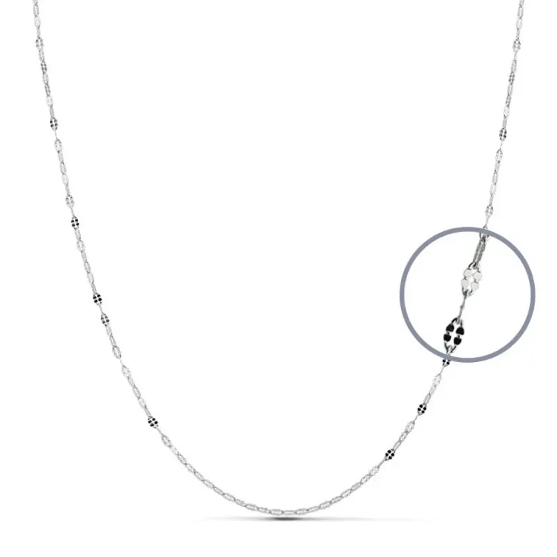 Cadena oro blanco 18k 40cm. eslabones modelo diamantada 1.5mm. ancho