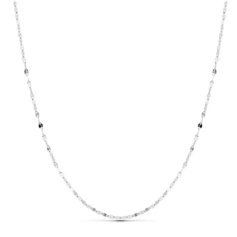 Cadena oro blanco 18k 40cm. eslabones modelo diamantada 1.8mm. ancho