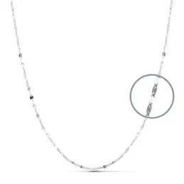 Cadena oro blanco 18k 40cm. eslabones modelo diamantada 1.8mm. ancho