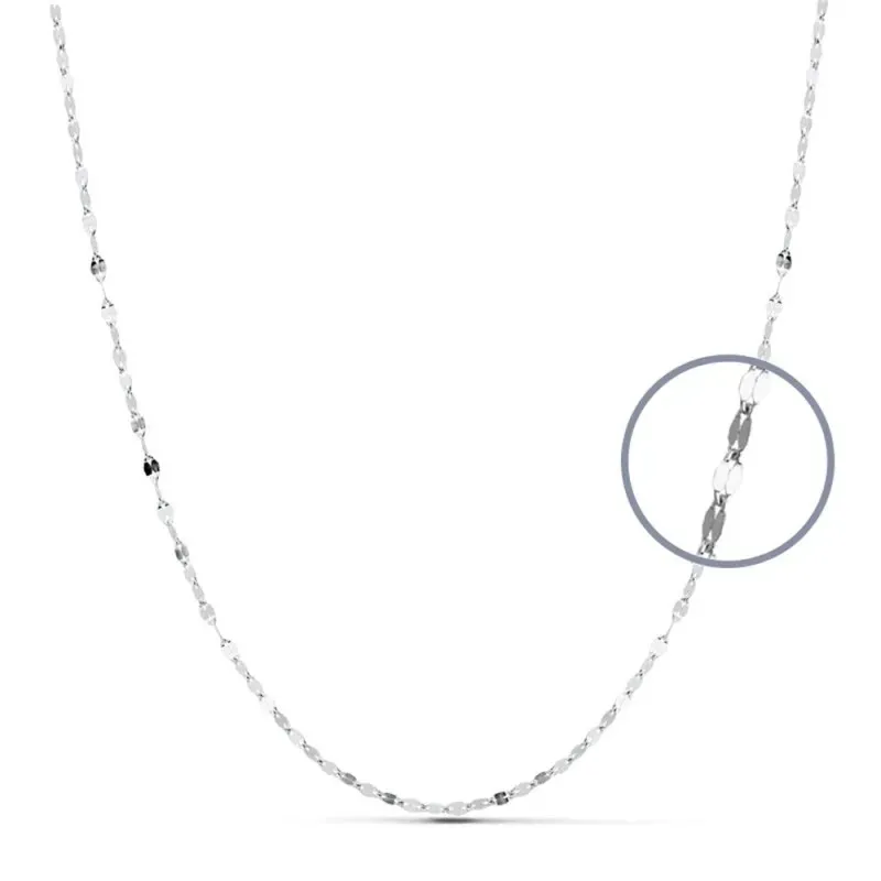 Cadena oro blanco 18k 40cm. eslabones modelo diamantada 1.8mm. ancho