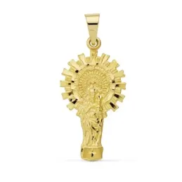 Colgante oro 18k Virgen Pilar silueta 32mm. unisex