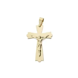 Colgante oro 9k cruz crucifijo 29mm. cristo palo detalles redondeados liso