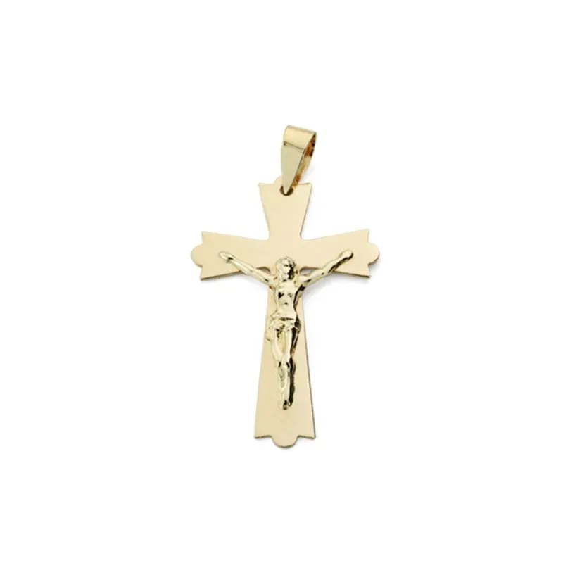 Colgante oro 9k cruz crucifijo 29mm. cristo palo detalles redondeados liso