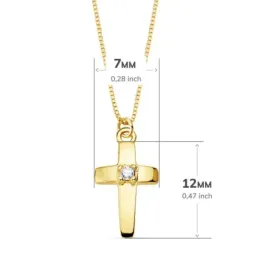 Gargantilla oro 18k cadena veneciana 45cm. cruz 12mm centro diamante brillante 0.015ct. cierre reasa