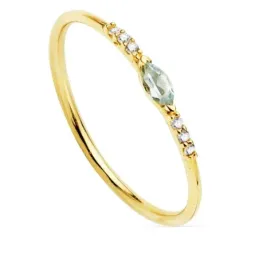 Sortija oro 18k laterales diamantes brillantes 0.03ct. centro piedra oval cuerpo liso