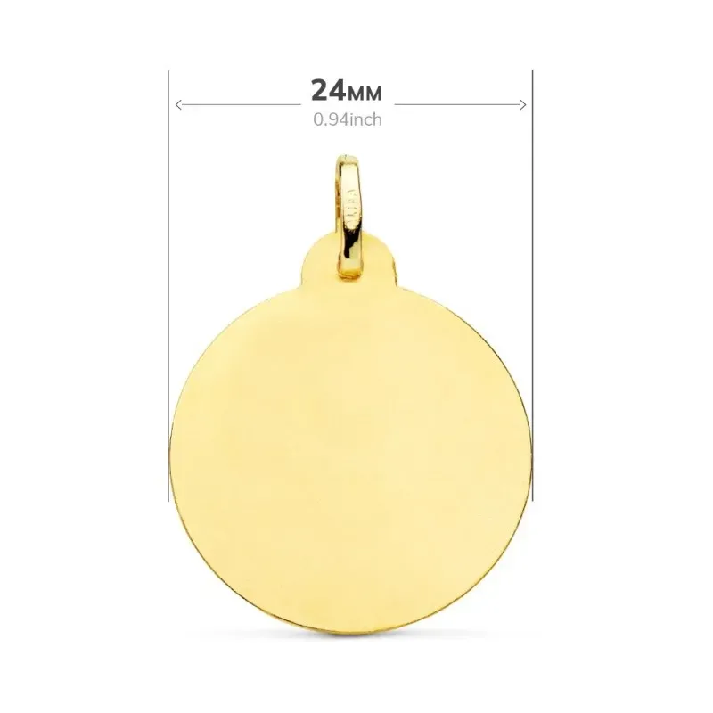 Medalla oro 18k Virgen del Carmen 24mm. detalles tallados cerco