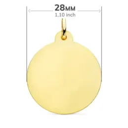 Medalla oro 18k Virgen del Carmen 28mm. detalles tallados cerco