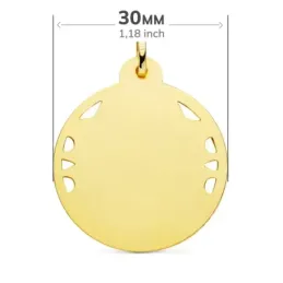 Medalla oro 18k Virgen del Carmen 30mm. detalles calados cerco hélice tallado