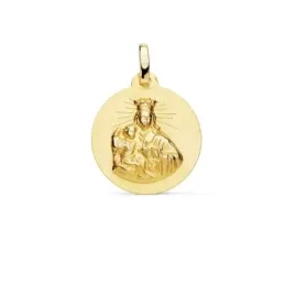 Medalla oro 18k escapulario 18mm. Corazón de Jesús Virgen del Carmen liso