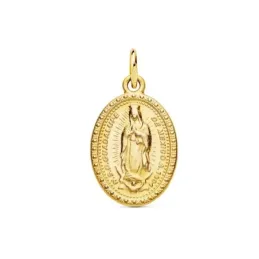 Medalla oro 18k oval 18mm. Virgen de Guadalupe de Mexico trasera detalle