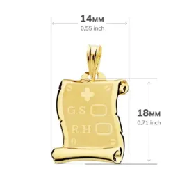 Colgante oro 18k pergamino 18mm. G.S. R.H. fondo mate detalles cerco brillo