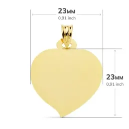 Colgante oro 18k chapa 23mm. foma corazón matizado liso