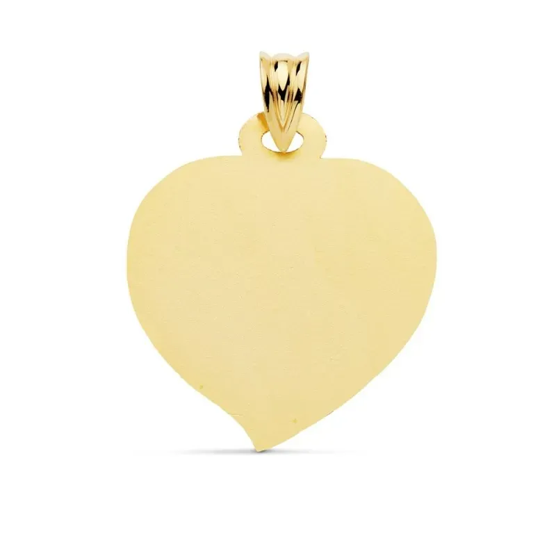 Colgante oro 18k chapa 23mm. foma corazón matizado liso
