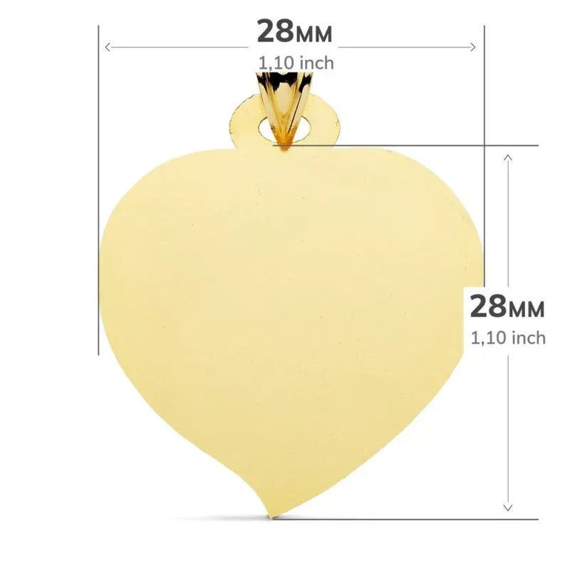 Colgante oro 18k chapa 28mm. foma corazón matizado liso