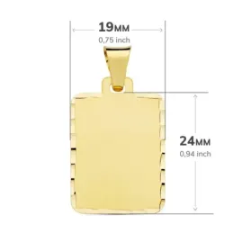 Colgante oro 18k chapa mate 24mm. rectangular detalle cerco tallado