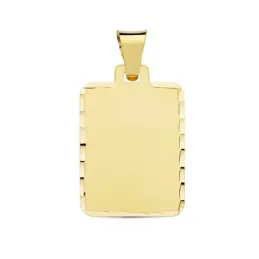 Colgante oro 18k chapa mate 24mm. rectangular detalle cerco tallado