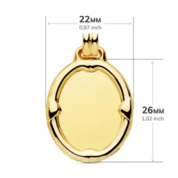 Colgante oro 18k chapa oval 26mm. brillo liso detalle borde relieve