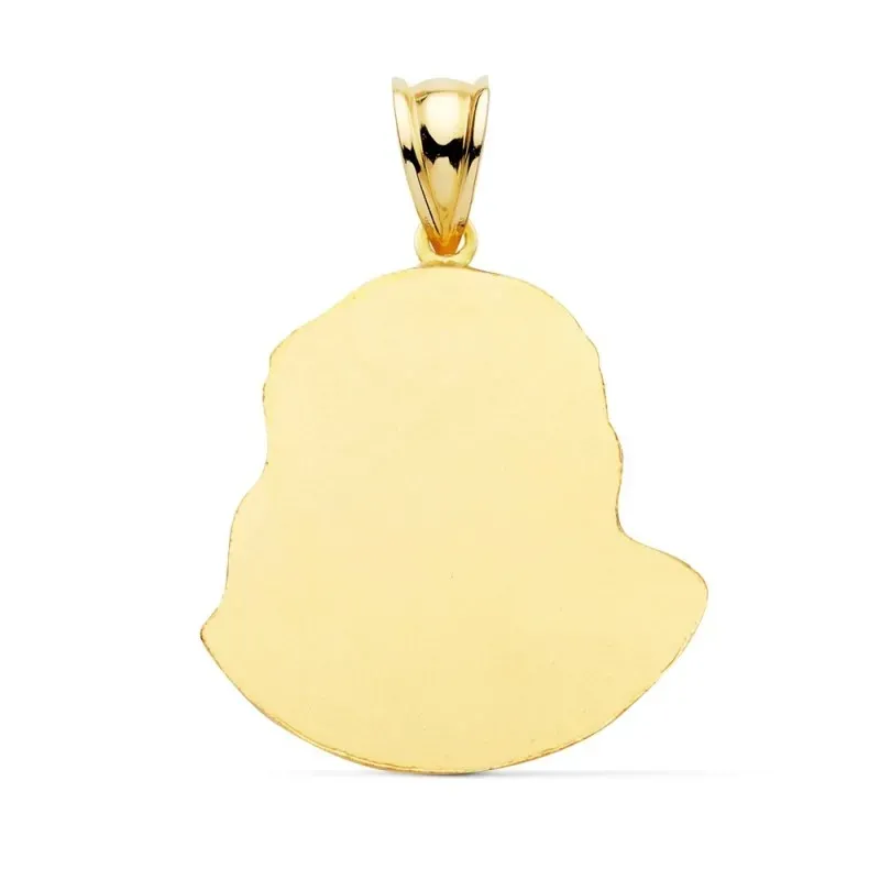 Colgante oro 18k cabeza Cristo Santo Rostro 27mm. acabado matizado detalles brillo tallados