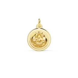 Medalla oro 18k Nuevo Bautismo 12mm. acabado mate relieve bisel