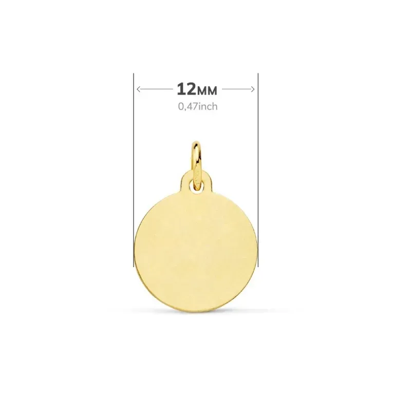Medalla oro 18k Nuevo Bautismo 12mm. acabado mate relieve bisel