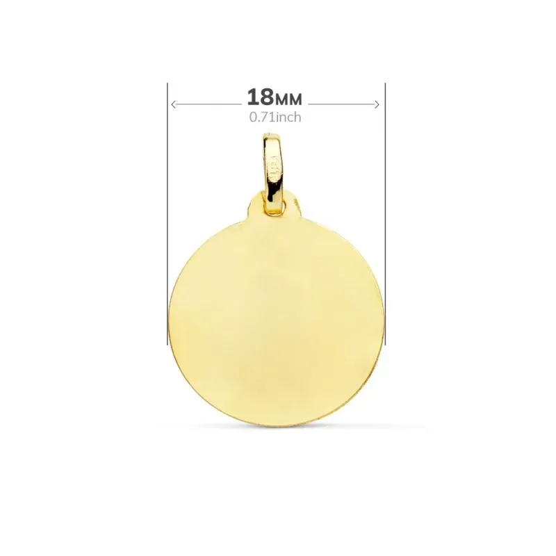 Medalla oro 18k Nuevo Bautismo 18mm. acabado mate relieve bisel