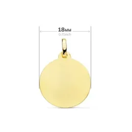 Medalla oro 18k Nuevo Bautismo 18mm. acabado mate detalle bordes tallados