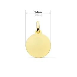 Medalla oro 18k Divino Niño Jesús 14mm. relieve lisa acabado matizado