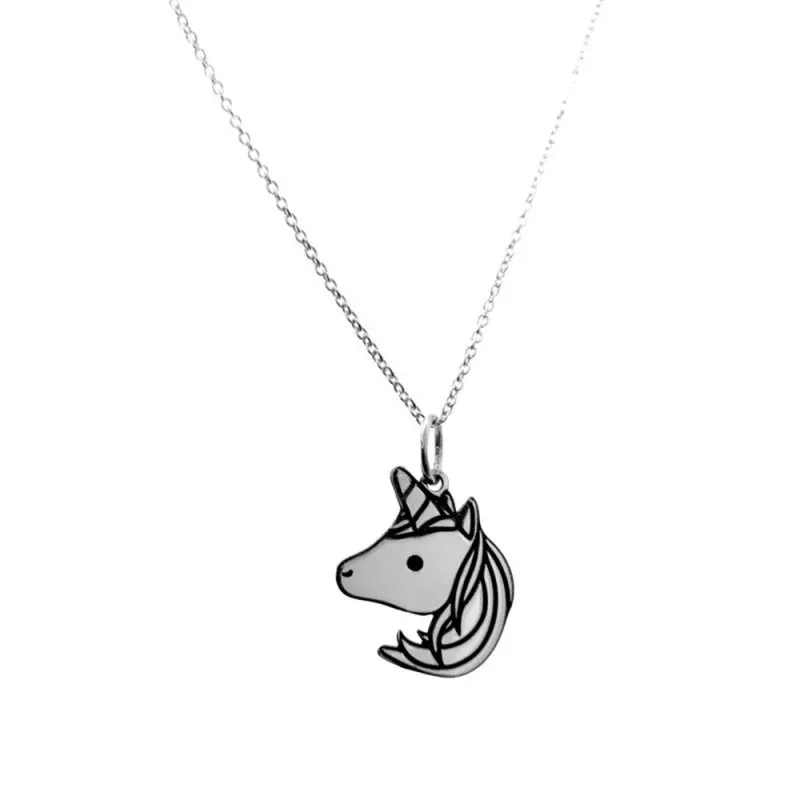 Gargantilla plata Ley 925m cadena 40cm. detalle unicornio 32mm. liso