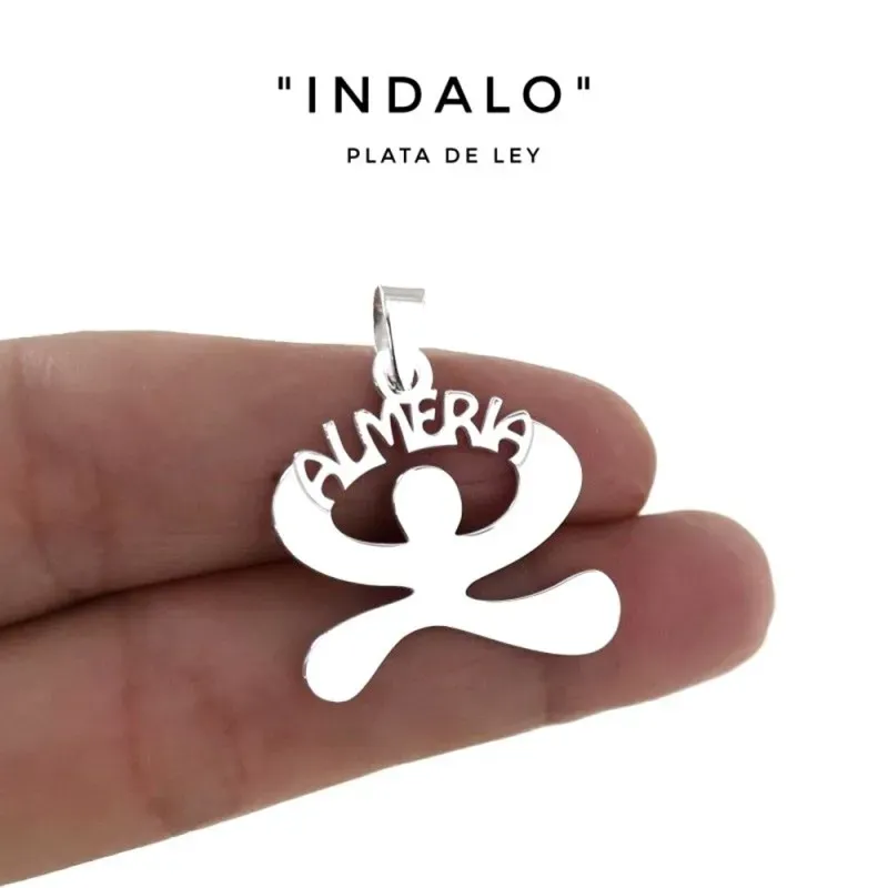 Colgante plata Ley 925m indalo 20mm. liso palabra ALMERÍA