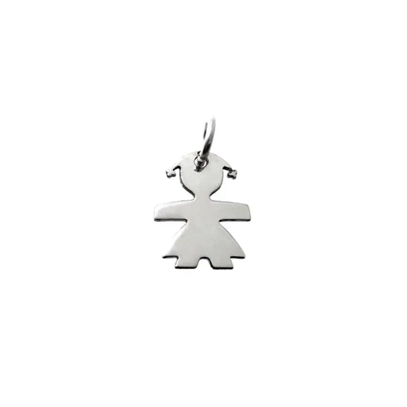 Colgante plata Ley 925m forma niña coletas 15mm. liso