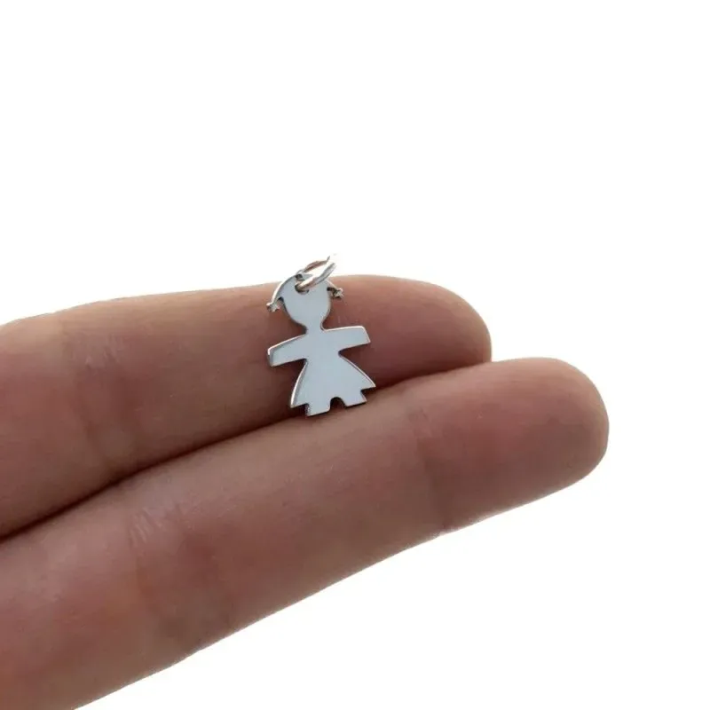 Colgante plata Ley 925m forma niña coletas 15mm. liso