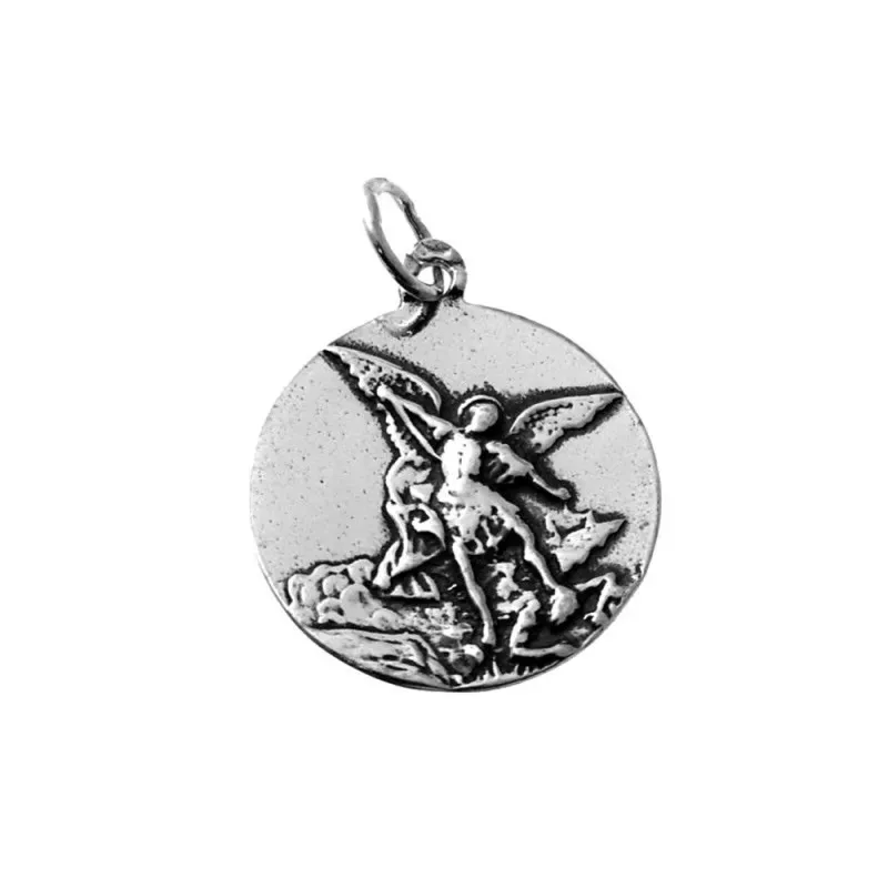 Colgante medalla plata Ley 925m San Miguel 20mm. relieve trasera lisa