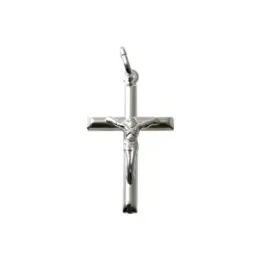 Colgante plata Ley 925m cruz 26mm. crucifijo liso cristo palo semi redondo tubo