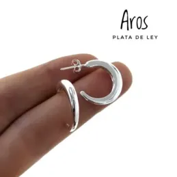 Pendientes plata Ley 925m medio aro 20mm. lisos cierre presión