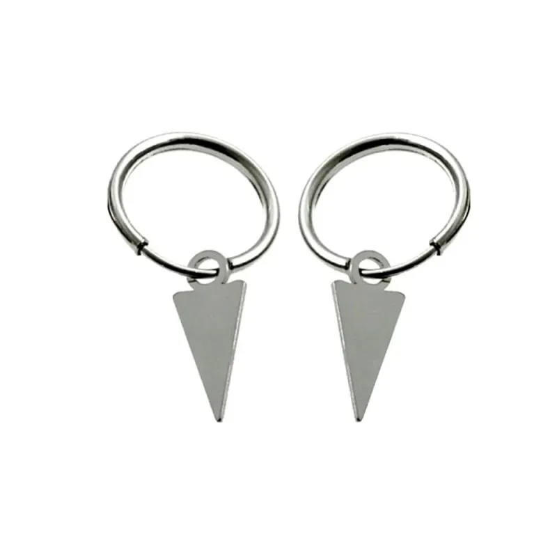Pendientes plata Ley 925m aros 11mm. diámetro interior detalle triángulo colgando
