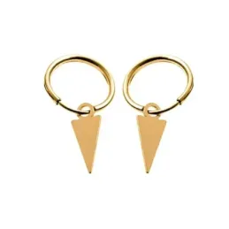 Pendientes plata Ley 925m chapados oro aros 11mm. diámetro interior detalle triángulo colgando
