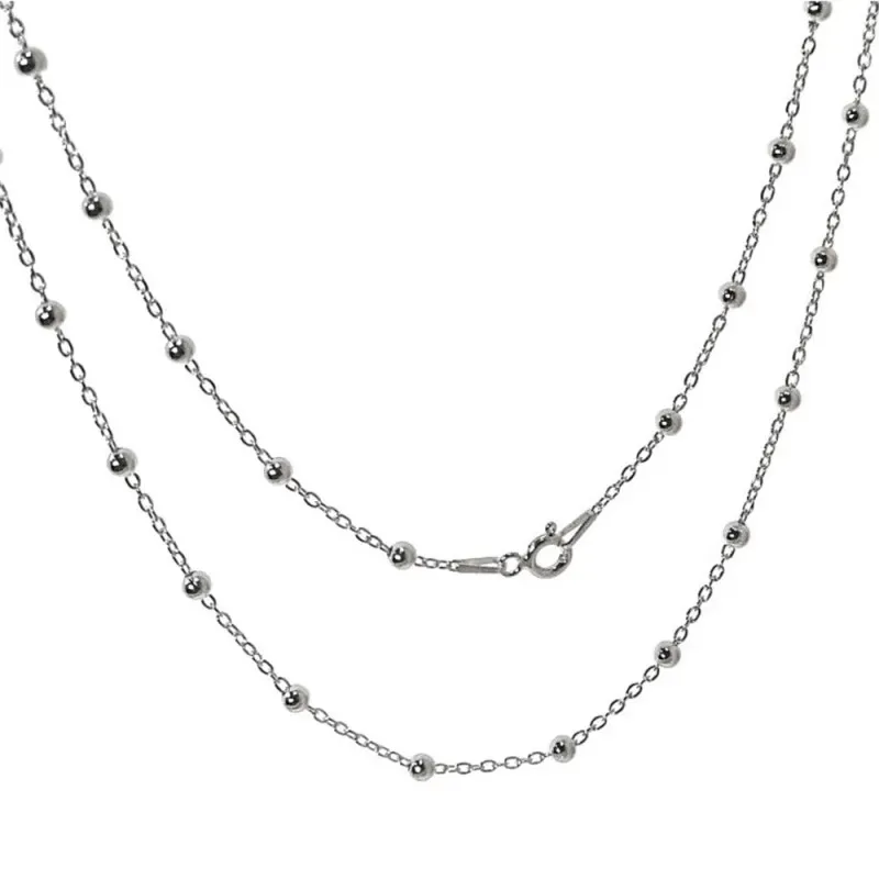 Cadena plata Ley 925m 60cm. combinada bolitas lisa cierre reasa